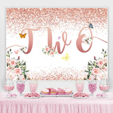 Glitter Floral Butterfly Joyeux 2e anniversaire Toile de fond